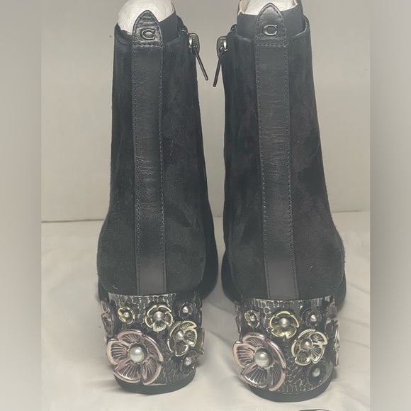 Coach Juliet Velvet Tea Rose Booties Black Womens Size 5 BRAND NEW NO BOX - Picture 5 of 11